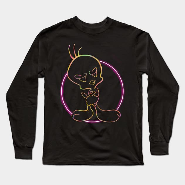 Trippy neon Light bird Long Sleeve T-Shirt by Kakescribble